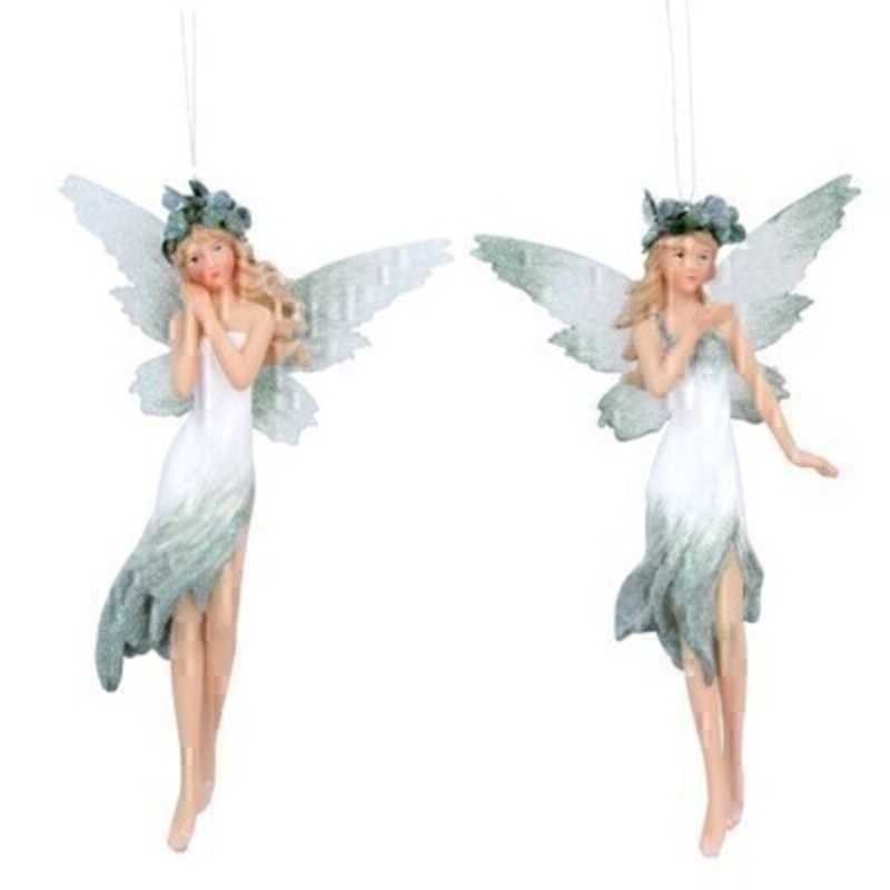 Choice of two pale green Fairy Christmas tree hanging decoration by Gisela Graham. This fesive hanging ornament by Gisela Graham will delight for years to come. It will compliment any Christmas Tree and will bring Christmas cheer to children at Christmas time year after year. Remember Booker Flowers and Gifts for Gisela Graham Christmas Decorations. Choice of 2 available - If you have a preference please specify when ordering (praying hands or one hand down) otherwise we will make the selection for you. If two are ordered one of each design will be sent. 